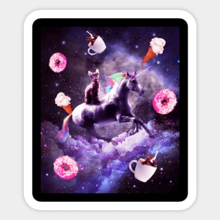 Outer Space Cat Riding Unicorn - Donut Sticker